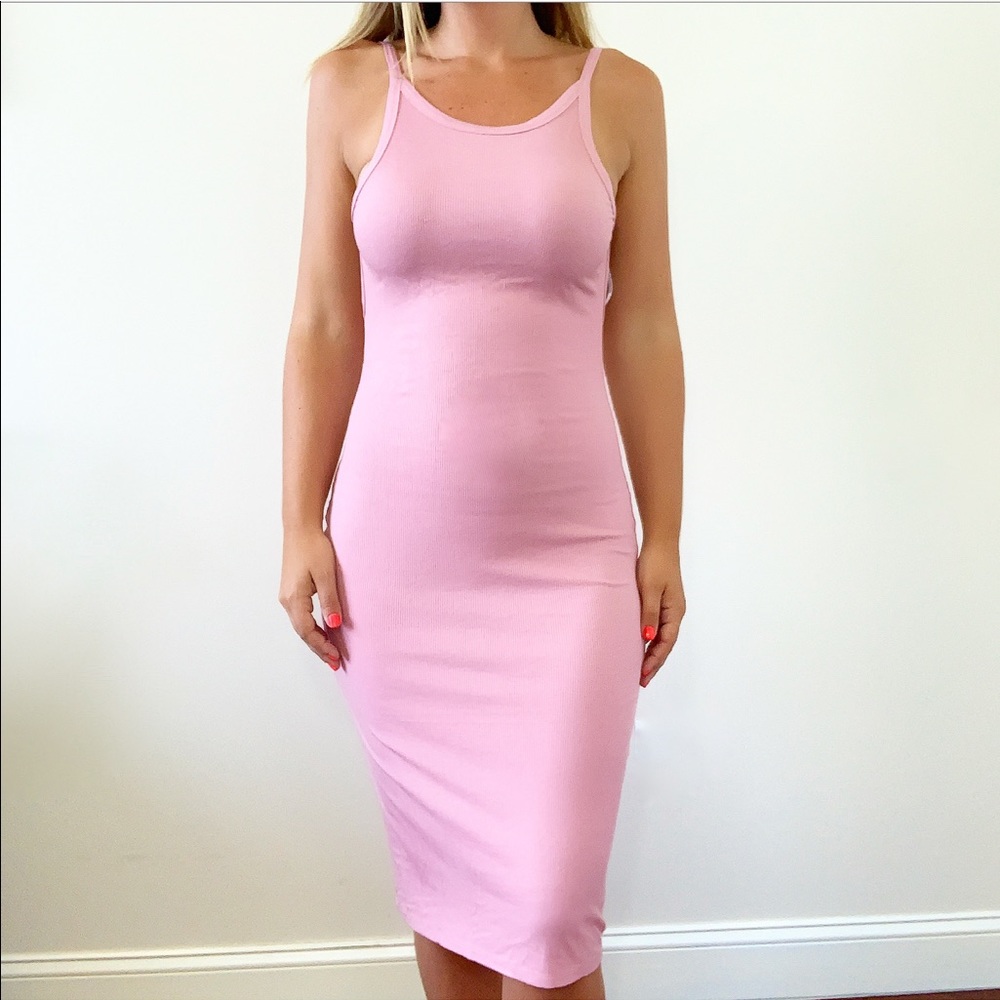 Open Back Cover Up Ribbed Midi Dress